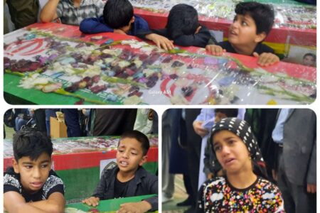 وداع فرزندان شهدای عملیات تروریستی سیب سوران با پدر