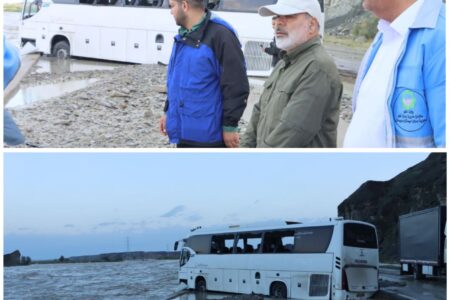 ۷۰ سرنشین ۳ دستگاه اتوبوس گرفتار سیلاب مسیر «نیکشهر- چابهار» نجات یافتند